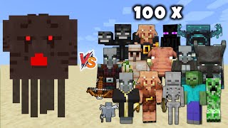 Three Headed Ghast vs Minecraft Mobs x100  Giant Ghast vs 100 Mobs [upl. by Stanislas510]