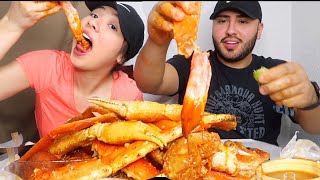 MASSIVE KING CRAB SEAFOOD BOIL  SNOW CRABS MUKBANG [upl. by Iams]