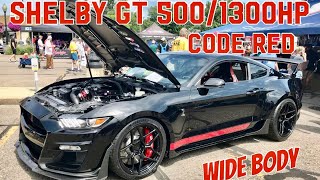 INSANE MUSTANG SHELBY 1300 HP TWIN TURBO GT500 WIDE BODY NAMED “CODE RED”  Woodward Dream Cruise [upl. by Arahs11]