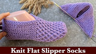 Viola Flat Knit Slipper Socks  TwoNeedles Knit Socks [upl. by Amy]