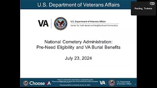 NCA PreEligibility and VA Burial Benefits 07232024 [upl. by Inessa]