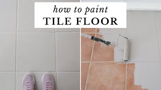 How to Paint Tile Floor  Painting Tile Floors Before and After [upl. by Finnie]