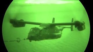 CV22 TiltRotor Aircraft AirtoAir Refueling Mission With MC130J  Night Vision [upl. by Trinity218]