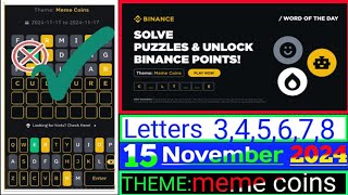 Binance Word of the Day Answer Today 15 November 20247 Letter Binance Word of the Day Answer [upl. by Ap201]