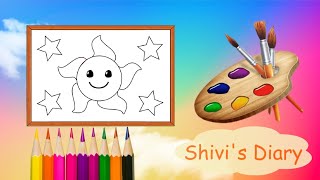 Sun Colouring  Coloring  star Coloring  painting for kids [upl. by Yhtac]