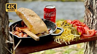 Cooking a Spicy Bandari Sandwich in Nature  ASMR Outdoor Cooking [upl. by Ennaira938]