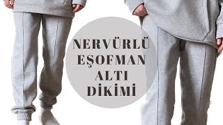 5 DAKİKADA NERVÜRLÜ EŞOFMAN ALTI KESİMİ amp DİKİMİ  Merve İlhan [upl. by Ecnadnak]