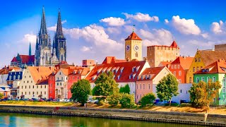 Regensburg Germany  Walking Tour 4K 60fps  Historic Old Town  Old Stone Bridge [upl. by Amisoc778]