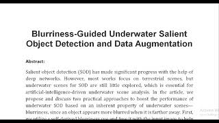 Blurriness Guided Underwater Salient Object Detection and Data Augmentation [upl. by Twum]