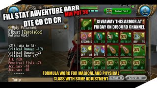 TUTORIAL FILL STAT ADVENTURE GARB  BAJU PENGELANA DTE CD CD CR  TORAM ONLINE INDONESIA [upl. by Aknahs]