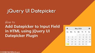 Add Datepicker to Input Field in HTML using jQuery UI [upl. by Ausoj]