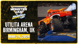 Monster Jam Ramped Up Birmingham UK Full Event  March 29 2024  Monster Jam International [upl. by Ydnil720]