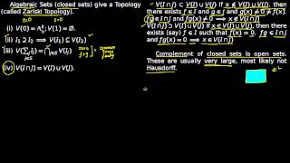 2 Zariski Topology I V correspondence [upl. by Ytirahc]