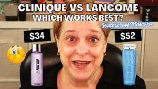 CLINIQUE VS LANCÔME WATERPROOF MASCARA REMOVER REVIEW  DEMO  WHICH WORKS BEST [upl. by Ainehs]