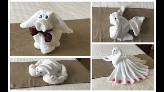 4 Ideas Towel FoldingPuppy Swan Fish and Turtle serviettes pliantes [upl. by Leumas]