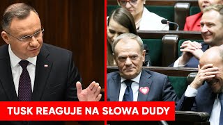 Wybuchnęli śmiechem po słowach Dudy Tusk aż pokręcił głową [upl. by Eidassac285]