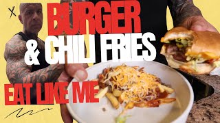 WHAT I EAT TO GET SHREDDED AT 49 YEARS OLD  BURGER amp CHILI CHEESE FRIES WITH MACROS [upl. by Lail]