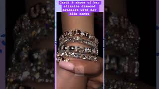 Cardi B shows of her eliantte diamond bracelet with her kids names [upl. by Onavlis22]