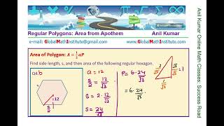 Area of Regular Hexagon with Apothem and Perimeter Geometry [upl. by Ahsiekam]