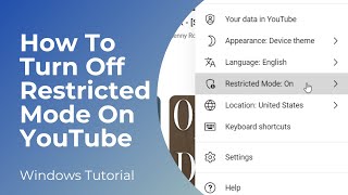 How To Turn Off Restricted Mode On YouTube PC  Disable Restricted Mode [upl. by Darleen]