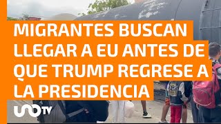 Migrantes aceleran paso persiguen el tren en Veracruz para llegar a la frontera de EU [upl. by Ardella521]