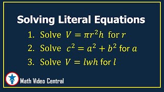 How to Solve Literal Equations  Algebra 1 Math Video Central [upl. by Ines]