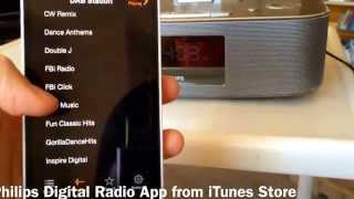 Demo PHILIPS DTB297 DAB FM Radio Bluetooth Docking Speaker for iPhone 5 5S 5C iPad 4 [upl. by Elvina]