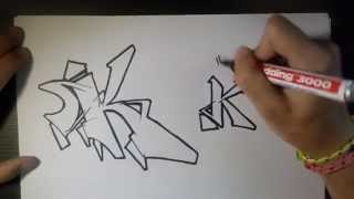 How to draw Graffiti Letter quotKquot on paper [upl. by Ricardo303]