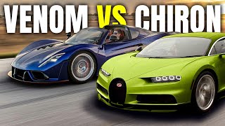 Venom F5 Roadster v Bugatti Chiron  Who is KING [upl. by Wendeline]