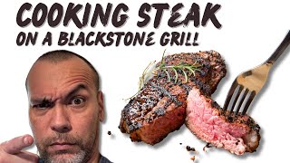 Making Steak On My BlackStone Grill food foodie [upl. by Ehcar563]