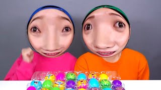 Mukbang 지구젤리 눈알젤리 먹방 Earth jelly eyeball jelly DONA 도나  Coffin Dance Song COVER [upl. by Yllib]