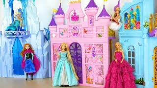 Princess Barbie doll Pink Royal Castle  Mermaid Bedroom Putri Barbie Istana Princesa Castelo [upl. by Kirshbaum]