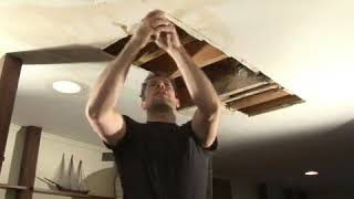 How to Cut Hole to Repair Leaking Ceiling [upl. by Ydwor]