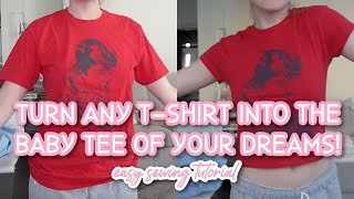 HOW TO MAKE A TSHIRT INTO THE PERFECT BABY TEE  easy sewing tutorial [upl. by Amzu]