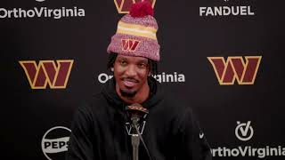 QB Jayden Daniels Speaks to the Media After Practice  Washington Commanders [upl. by Nylle428]