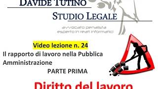 Diritto del lavoro  Video Lezione n 24 Il rapporto di lavoro nella Pubblica Amministrazione 1 [upl. by Gelhar]