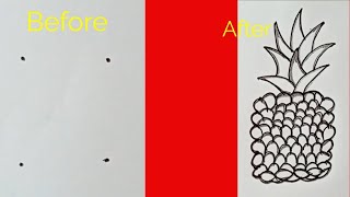 Easy pineapple drawing for beginners  Dots drawing  Pineapple drawing [upl. by Leggat]