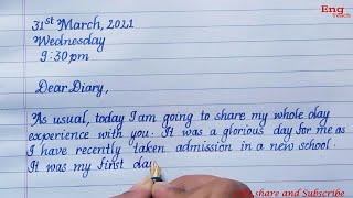 Diary entry  Diary entry format  Diary writing  writing  English writing  Handwriting EngTeach [upl. by Ennaeirb664]