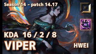 【KRサーバーC1】HLE Viper フェイHwei VS ジンJhin BOT  Patch1417 KR Ranked【LoL】 [upl. by Slyke696]