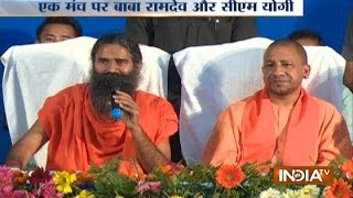 UP CM Yogi Adityanath and Yoga Guru Baba Ramdev addresses conference over Yog Mahotsav [upl. by Weyermann]