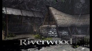 Skyrim  Riverwood Ambience Relaxing Overnight Thunderstorm [upl. by Patt]