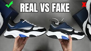 Real vs Fake Dior B22 Sneaker Blue Black Calfskin [upl. by Areek]