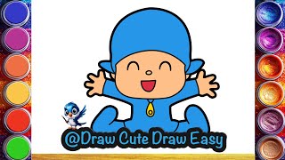 How to draw pocoyo❤️💙🌈 stepbystep pocoyodrawing kidsartDrawing forkids Lets Draw Together [upl. by Aetnahs361]