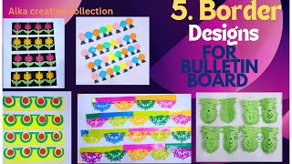 5 Different Types Of Border Designs For Display Board bulletinboard papercraft [upl. by Tloc459]