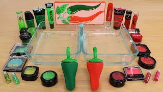 Green vs Red  Mixing Makeup Eyeshadow Into Slime Special Series 227 Satisfying Slime Video [upl. by Finbur194]