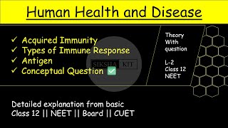 Human Health amp Disease L2 ✅ Acquired Immunity Types of Immunity Response Antigen in detail A008 [upl. by Stutman]