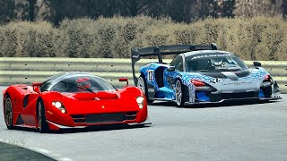 Ferrari P45 vs McLaren Senna GTR at Old Monza [upl. by Shulins]