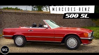 MERCEDES 500SL  500 SL 1986  Modest test drive  MercedesBenz W107 V8 Engine sound  SCC TV [upl. by Ebeohp577]