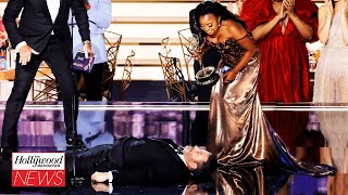 Jimmy Kimmel Lying Onstage During Quinta Brunson’s Emmys Speech Spurs Backlash  THR News [upl. by Runkle]