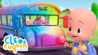 Las ruedas del bus de colores 🚌 de Cleo y Cuquín Canciones infantiles [upl. by Gamin]